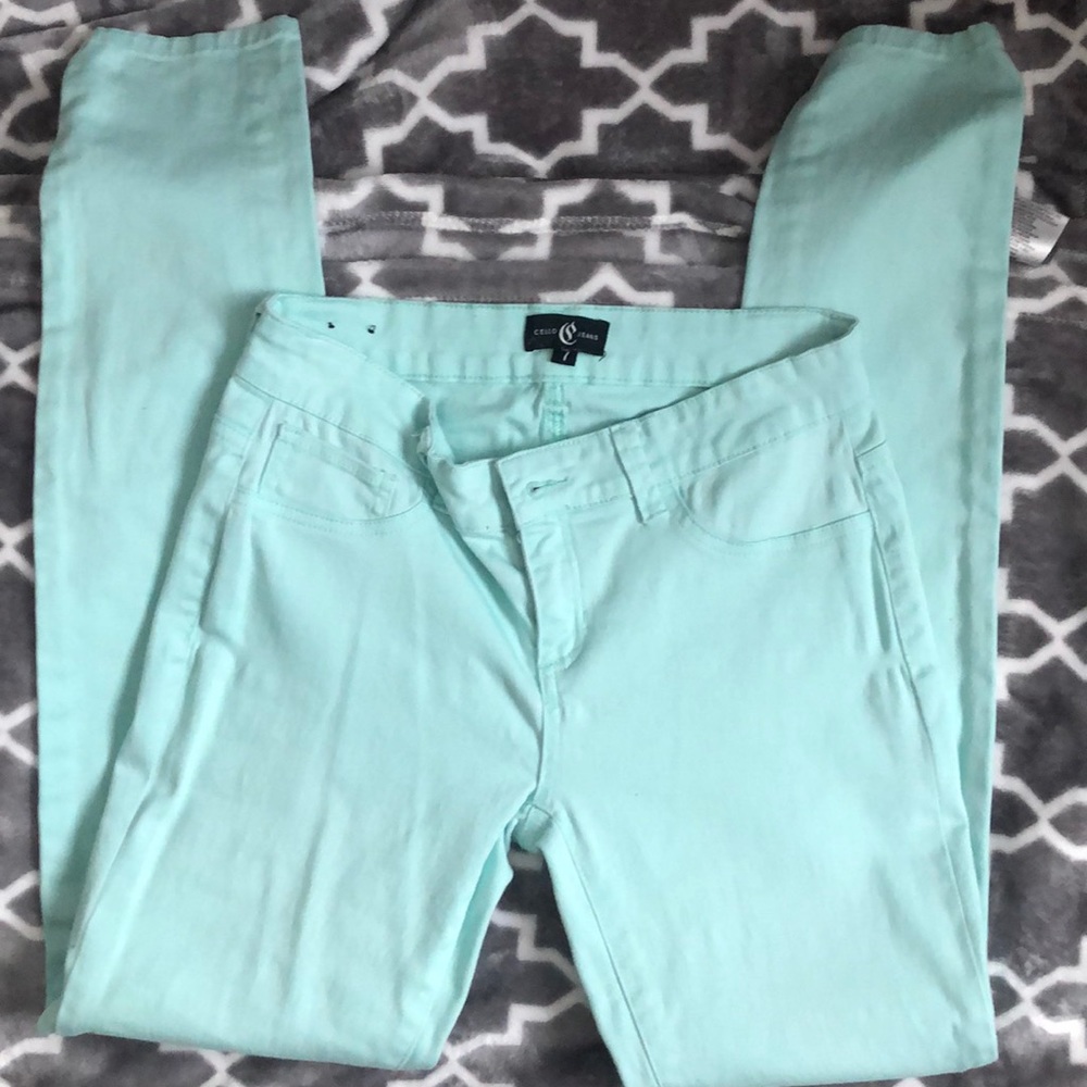 Teal-Green Skinny Jeans from Old Navy
